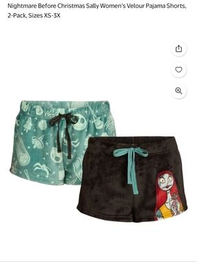 The Nightmare Before Christmas Sally Velour Pajama Shorts (2-Pack)